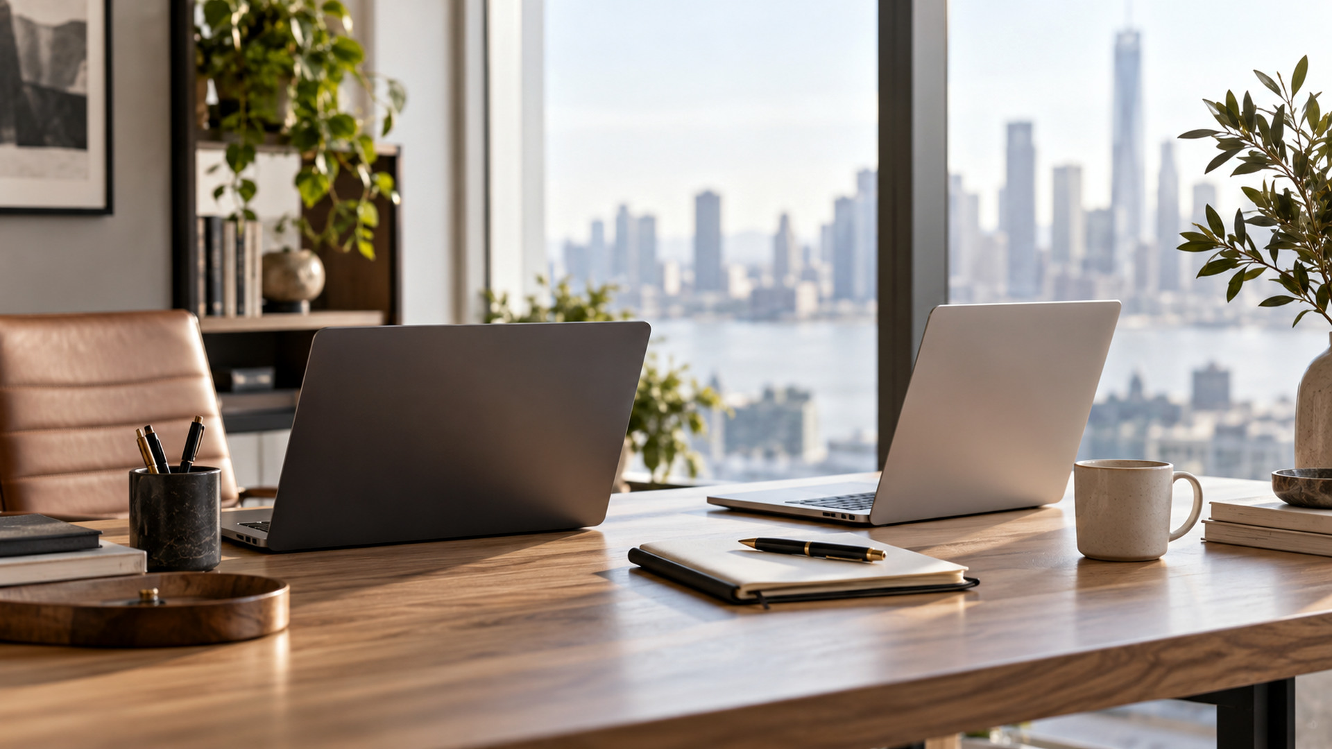 Modern office workspace illustrating calendar invitation wrong account, with a laptop and organized desk area.