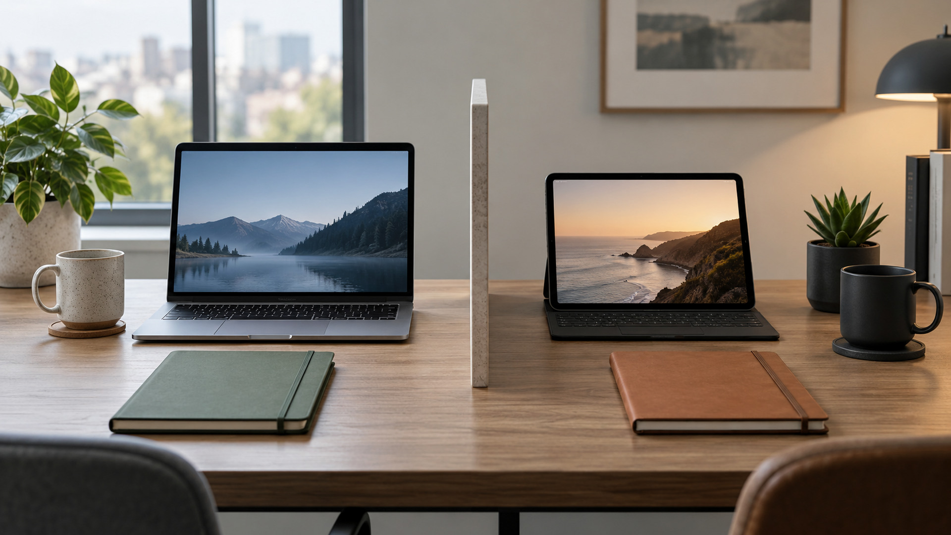 Modern office workspace illustrating separate browser sessions security, with a laptop and organized desk area.